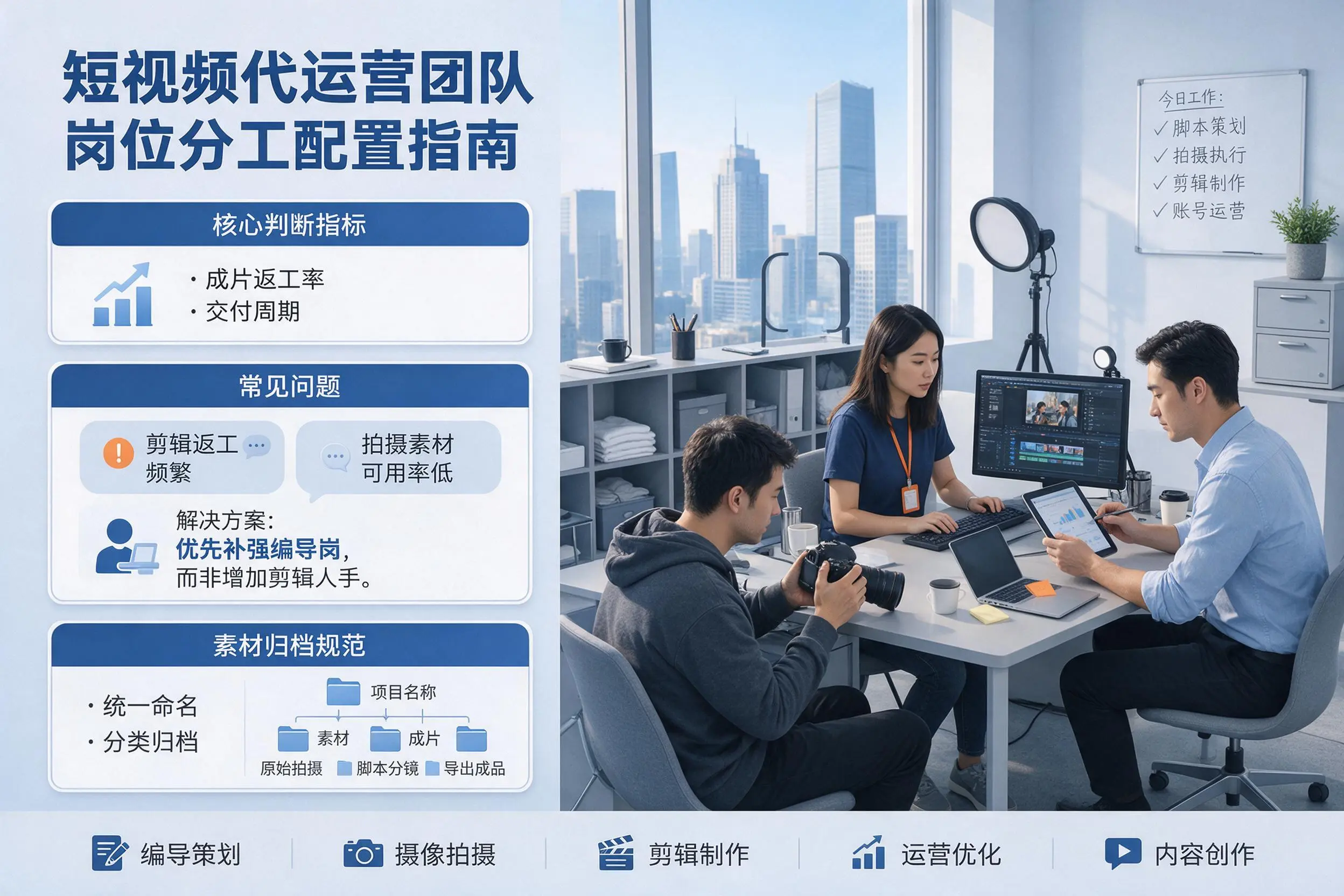 短视频代运营团队如何配置？连云港企业岗位分工科普说明